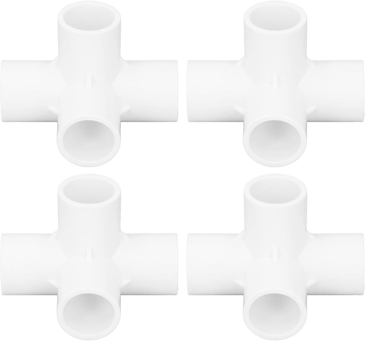 10 stuks 4-weg PVC fitting elleboog pijp connector set kit voor meubels aansluiting 25mm (wit)