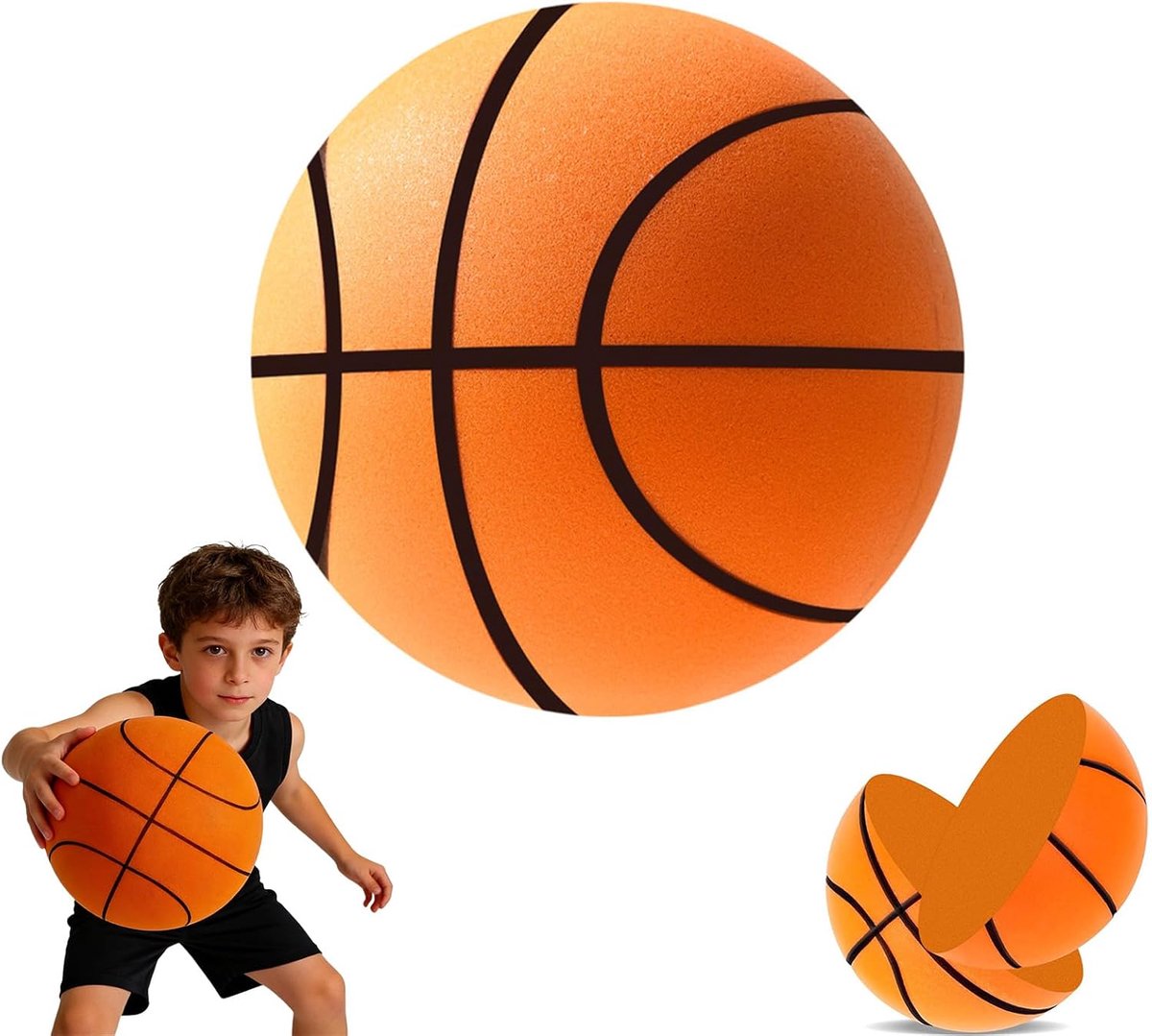 Basketbal, stille basketbal, indoor stille bal, schuimbal met hoge dichtheid voor training in de kamer, lichtgewicht training, airless foam bal voor kinderen en jongeren