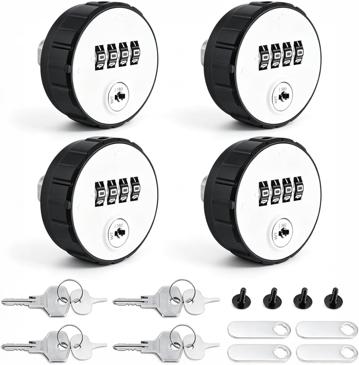 4 stuks combinatieslot, digitale kastvergrendeling met cijfercode van zinklegering CAM cilinder gecodeerd met sleutel voor laden (installatiedikte 36 mm)