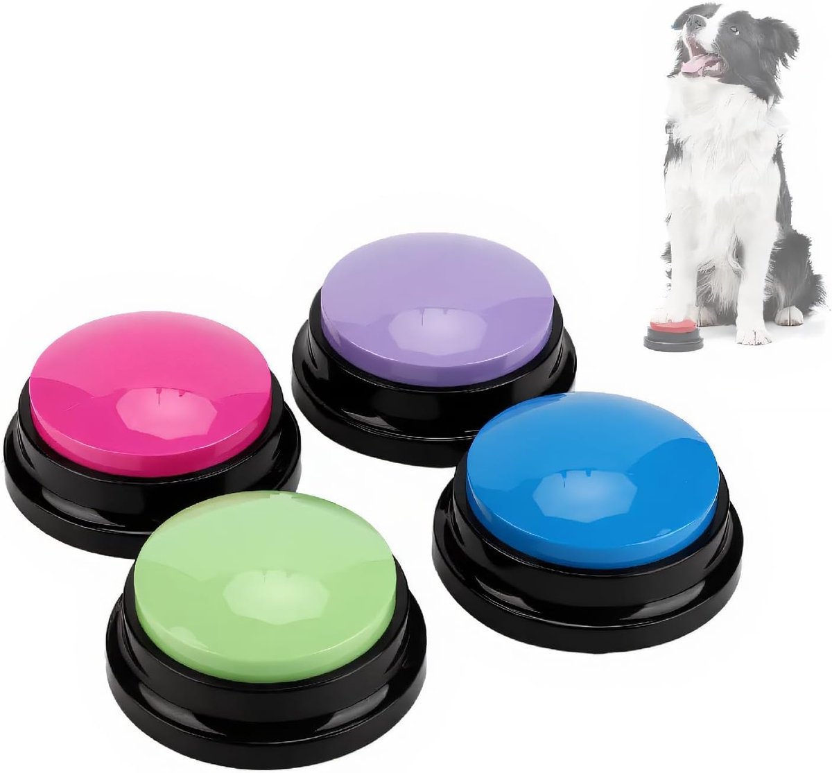 Communicatieknoppen voor Honden, 4-pack Spraakopnameknop in Kleur, Hondenknoppen voor Communicatie Dierentraining, 30 Seconden Opname-spraakknoppen, Communicatieknoppen voor Honden Katten Huisdieren