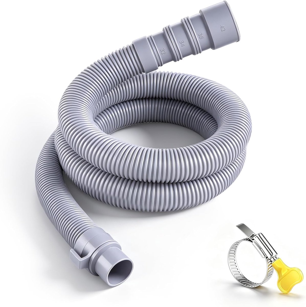 Afvoerslang voor caravan, wasmachine met klemklem, geschikt voor 32-42 mm aansluitingen, universeel uittrekbare afvoerslang voor camper, aanhanger en wasmachine (1,5 m)