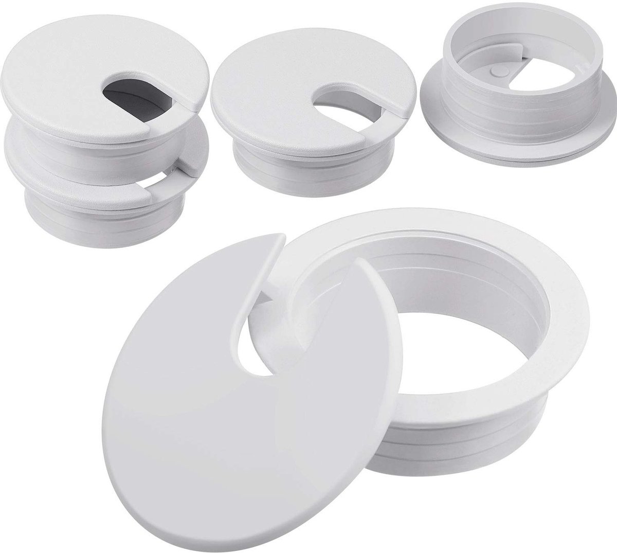 4 stuks bureaudoorvoertule, 1-3/8 inch 35 mm plastic bureaukoord, kabelgatafdekking, doorvoertule voor computer, tafel, draadorganizer voor thuis en op kantoor, pc-desktopbeheer