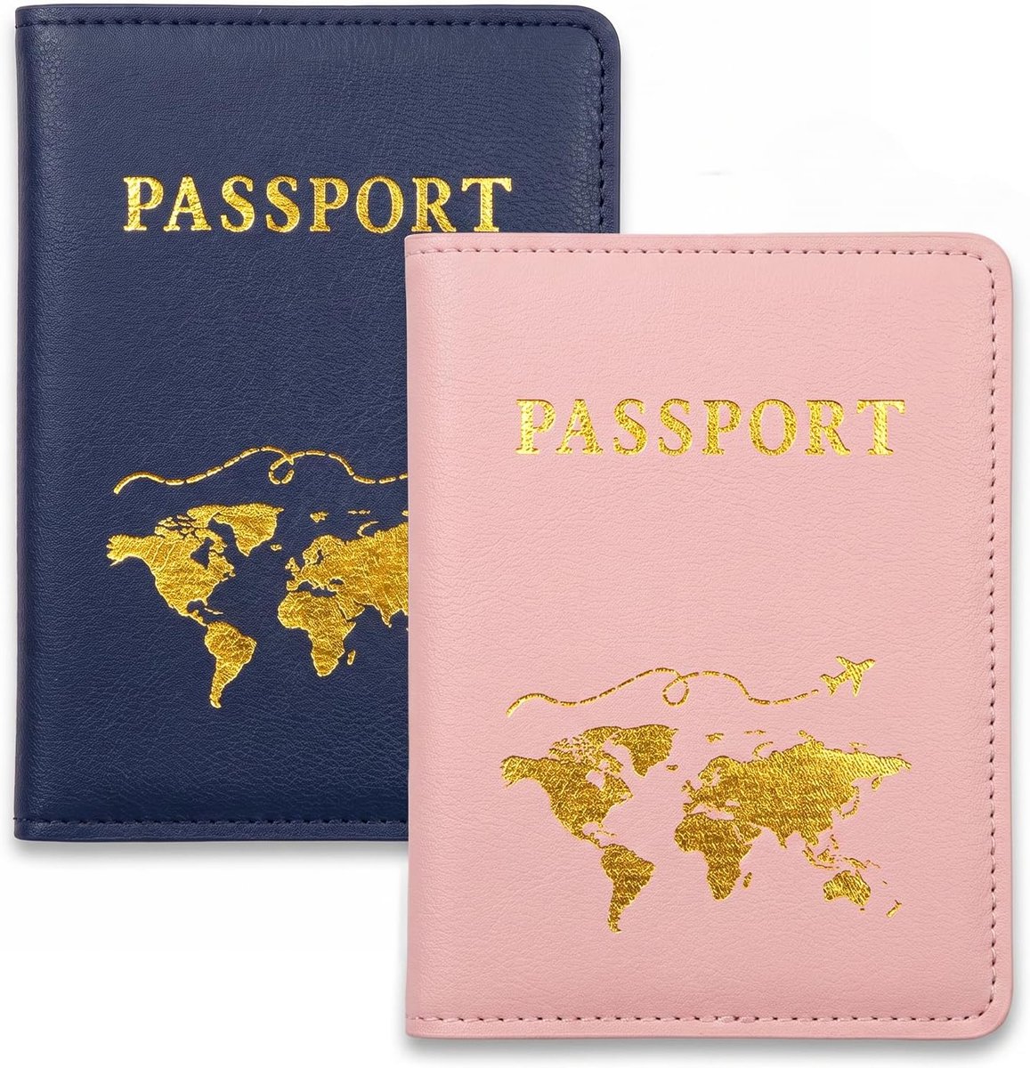2 stuks paspoort, documentenset, geschikt voor reizen (roze en blauw) - ShopVlot