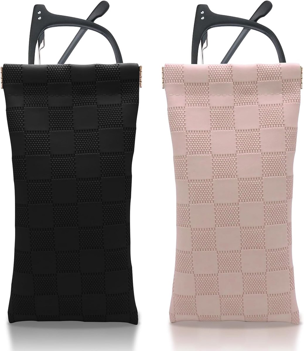 2pcs glasses case soft,glasses sunglasses glasses case,portable squeeze soft leather linen woven cute women men - ShopVlot