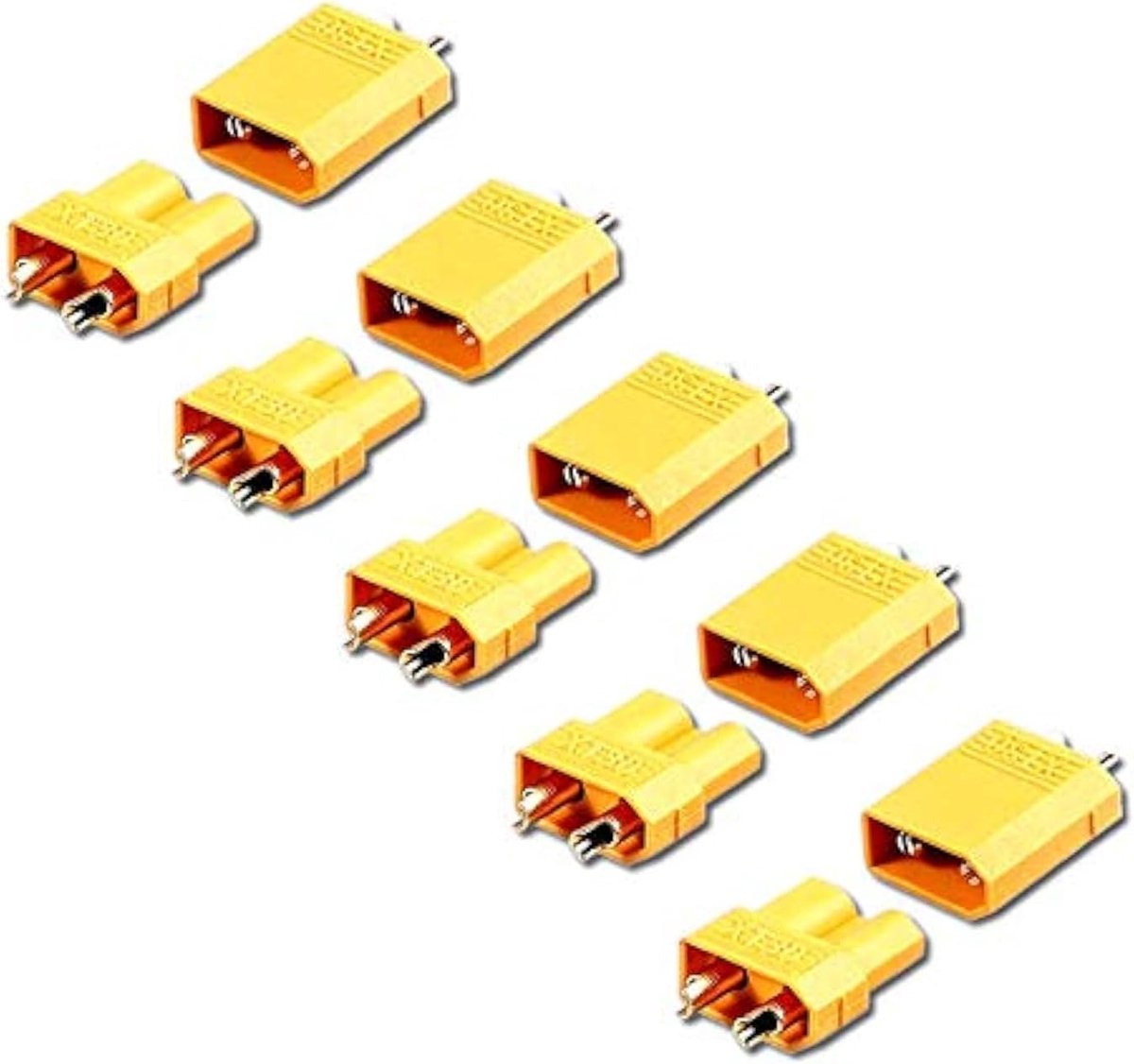 5 pairs (10 pieces) Premium Original XT30 Gold Plug Socket Male Female 2Pin Reverse Polarity Connector for Lipo - ShopVlot
