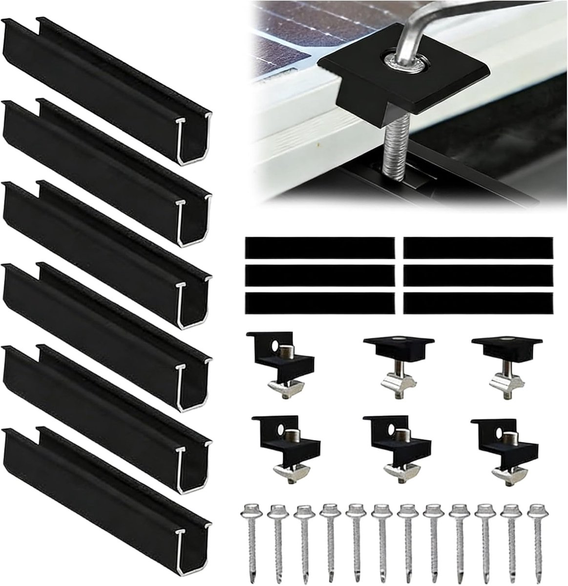 Solar Panel Holder Flat Roof Set for 2 Panels Solar Panel Holder Balcony Power Station Flat Roof Holder for PV Modules - ShopVlot