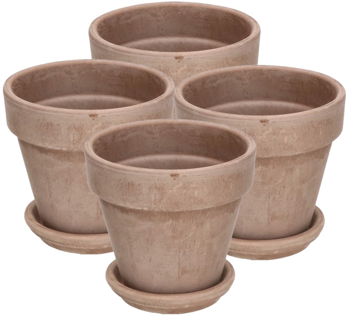 KOTARBAU® Terracotta Bloempot - Plantenpot met Schotel en Afvoergat ⌀ 11 cm Bloempot - 10,5 cm hoog - Ongeglazuurd Keramiek - Terracotta