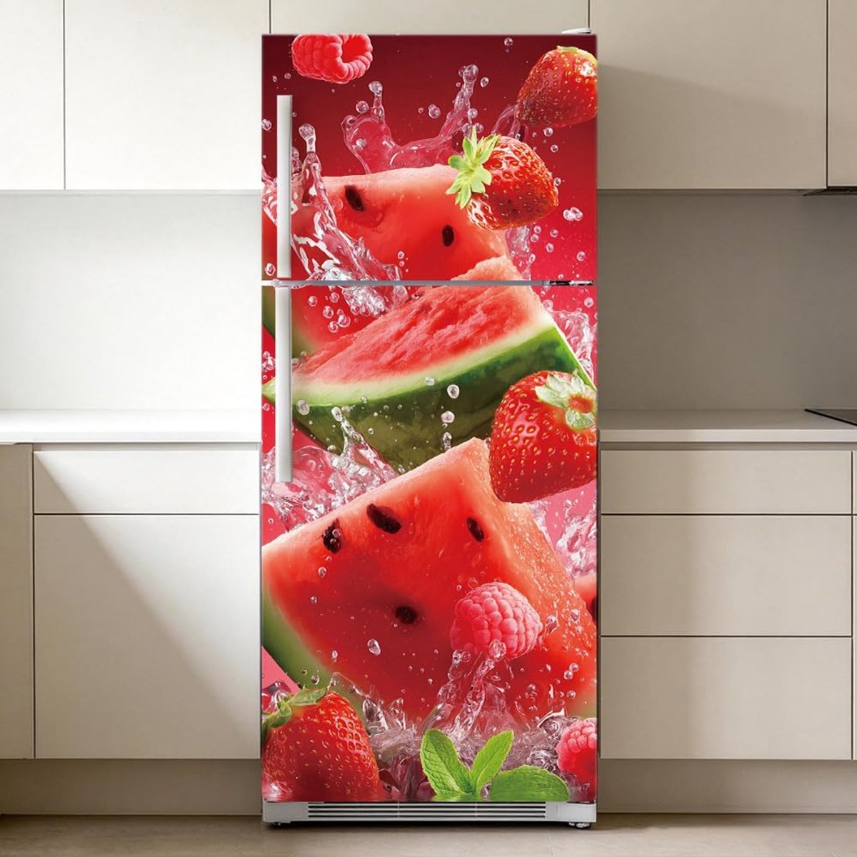 2 stuks watermeloen fruit vinyl deurstickers, zelfklevende en afneembare koelkastfolie, waterdichte muurschildering - ShopVlot