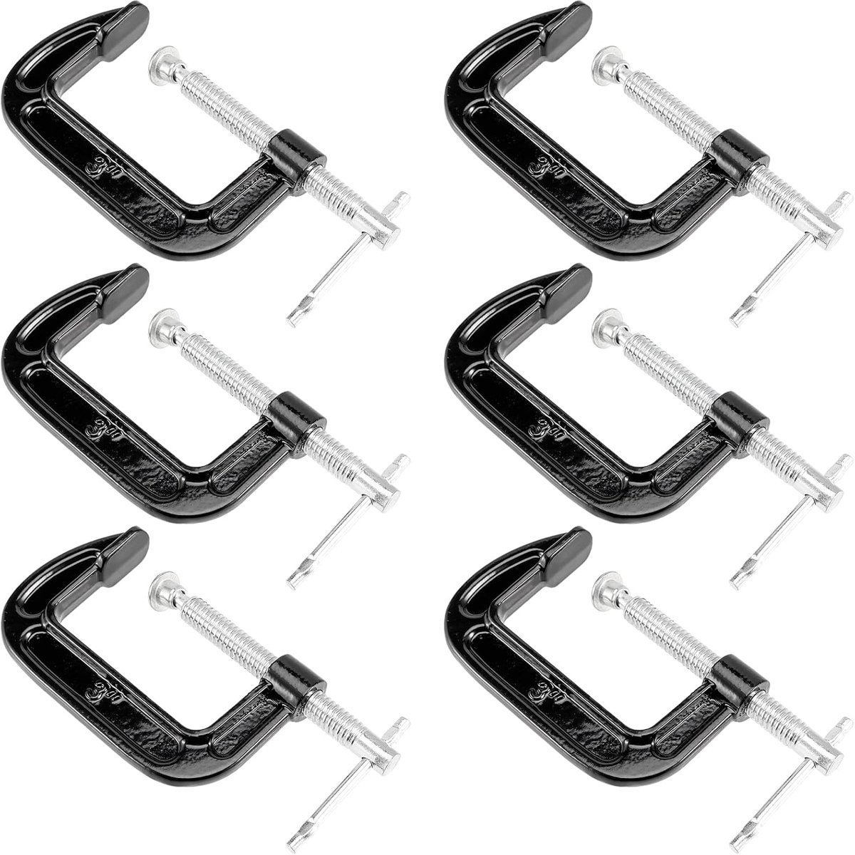 6 Pcs C Screw Clamps, 80 mm Cast Iron C Clamp, Small Mini G Clamp, Screw Clamps, Woodworking, Welding and Construction - ShopVlot