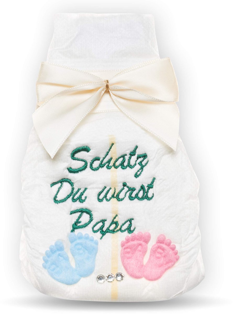 Geborduurde luier - Schat, du wordt papa - Zwangerschap melden - Uniek cadeau voor aanstaande ouders - ShopVlot