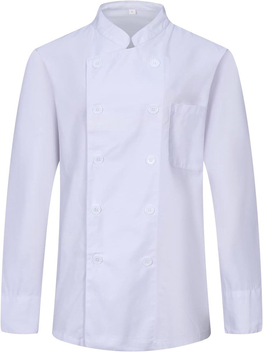 MISEMIYA 842-842B Men's Chef's Coat, White, Size S - ShopVlot