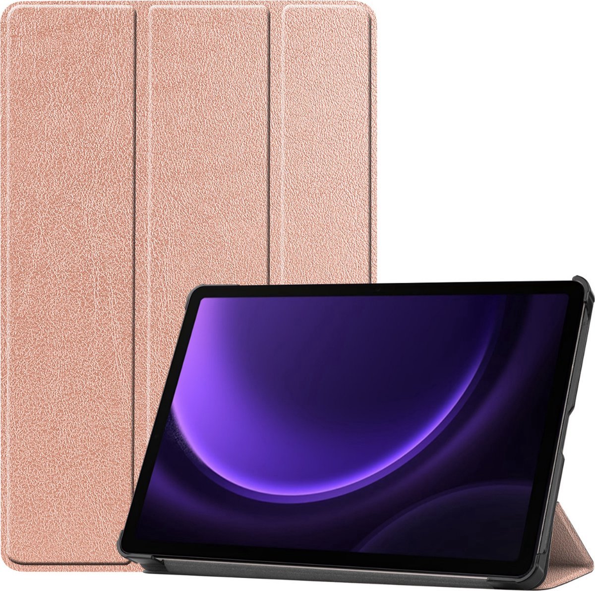 Tablethoes geschikt voor Samsung Galaxy Tab S9 Plus / S9 FE Plus / S10 Plus (2023/2024) - 12.4 Inch - Tri-fold book case - Auto Sleep/Wake functie - Rosegoud