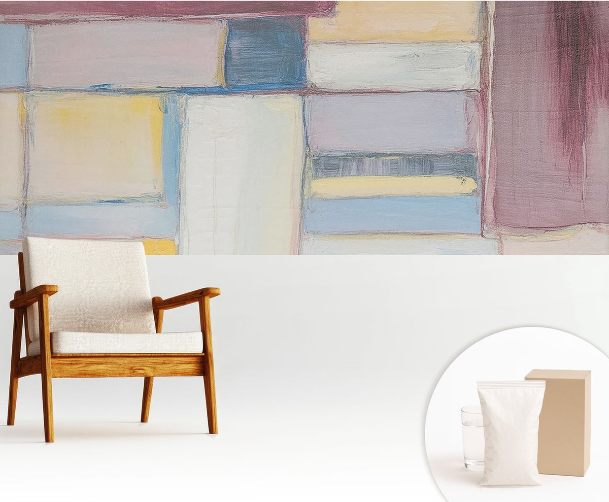 Wallfluent Fotobehang - Roze Vliesbehang - 250x104 cm - Geometrische Vormen Fotobehang Vlies - Woonkamer behang Deel - Muurschildering - Woonkamer behang