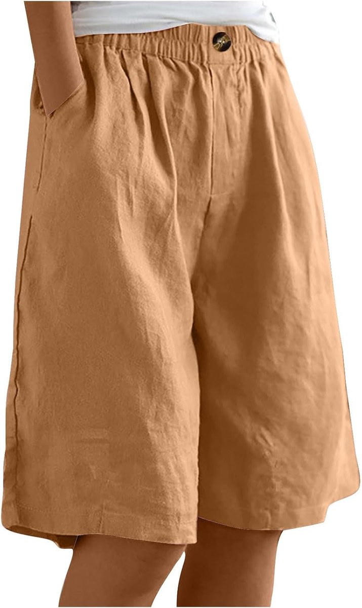 Linen bermuda shorts voor dames met elastiek