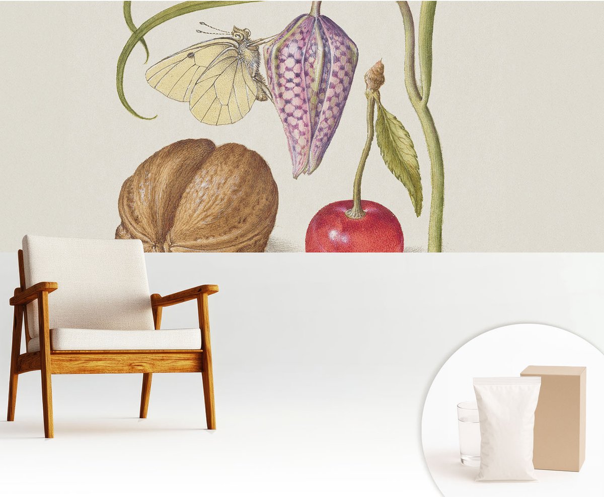 Wallfluent Fotobehang - Romig Vliesbehang - 250x104 cm - Vlinderplant Muurschildering - Gang behang Bloemen En Planten - Fotobehang Vlies - Gang behang