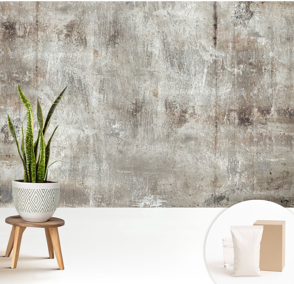 Wallfluent Fotobehang - Grijs Vliesbehang - 208x146 cm - Industriële Ruimte Muurschildering - Slaapkamer behang Texturen - Fotobehang Vlies - Slaapkamer behang