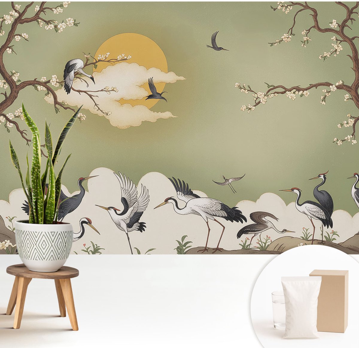 Wallfluent Fotobehang - Groente Vliesbehang - 208x146 cm - Elegante Natuur Muurschildering - Gang behang Landschappen - Fotobehang Vlies - Gang behang