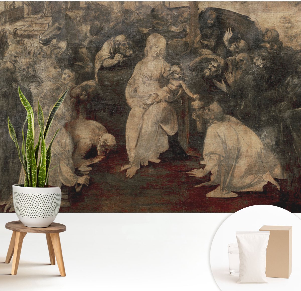 Wallfluent Fotobehang - Bruin Vliesbehang - 208x146 cm - Geestelijke Ontmoeting Muurschildering - Slaapkamer behang Deel - Fotobehang Vlies - Gang behang