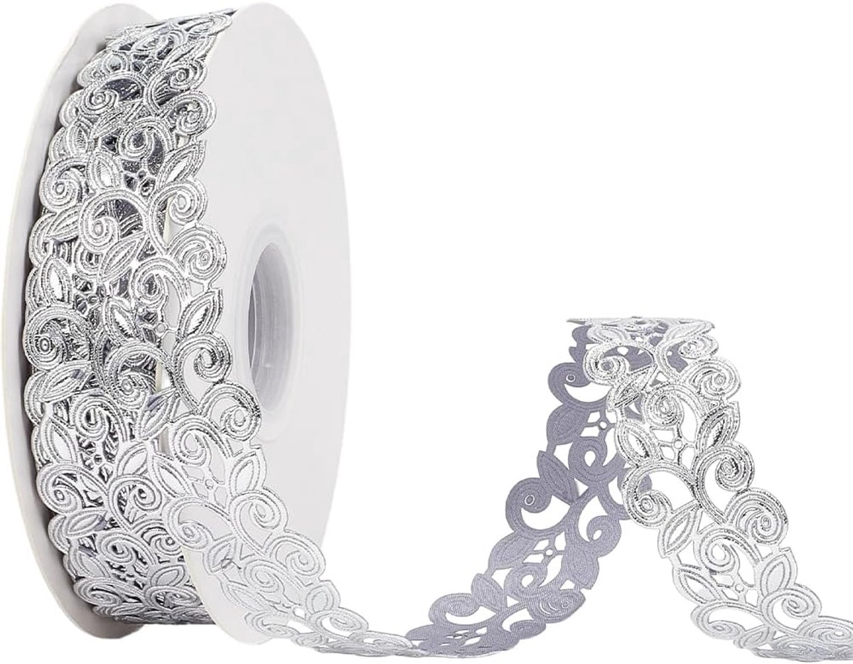 Spitzenborte met bladeren en bloemen, 18.29 meter, 30 mm breed
