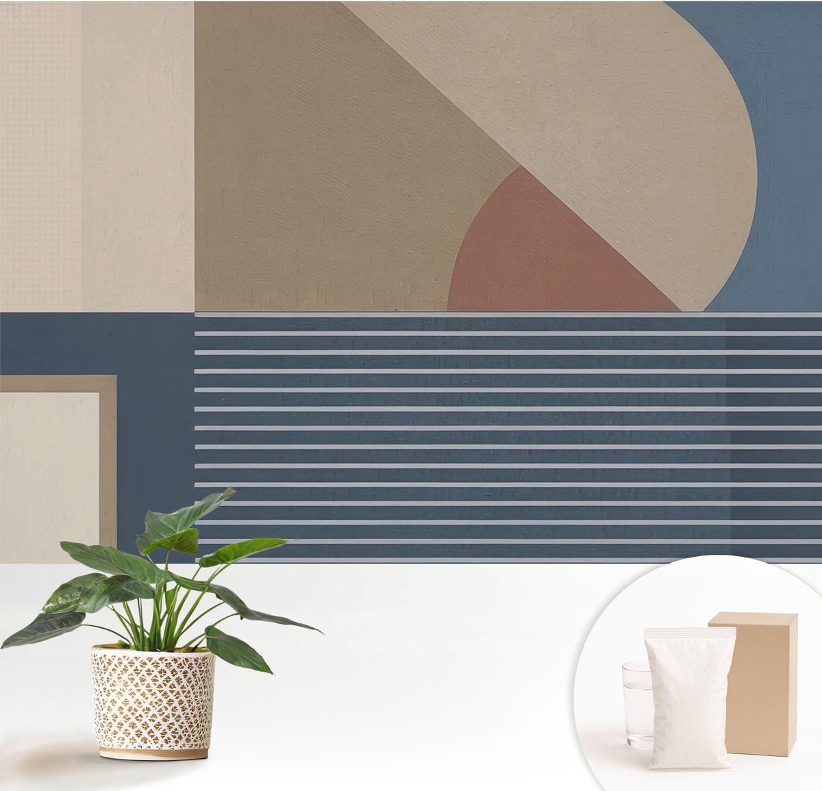 Wallfluent Fotobehang - Bruin Vliesbehang - 152x104 cm - Harmonieuze Geometrie Muurschildering - Slaapkamer behang Geometrie - Fotobehang Vlies - Slaapkamer behang