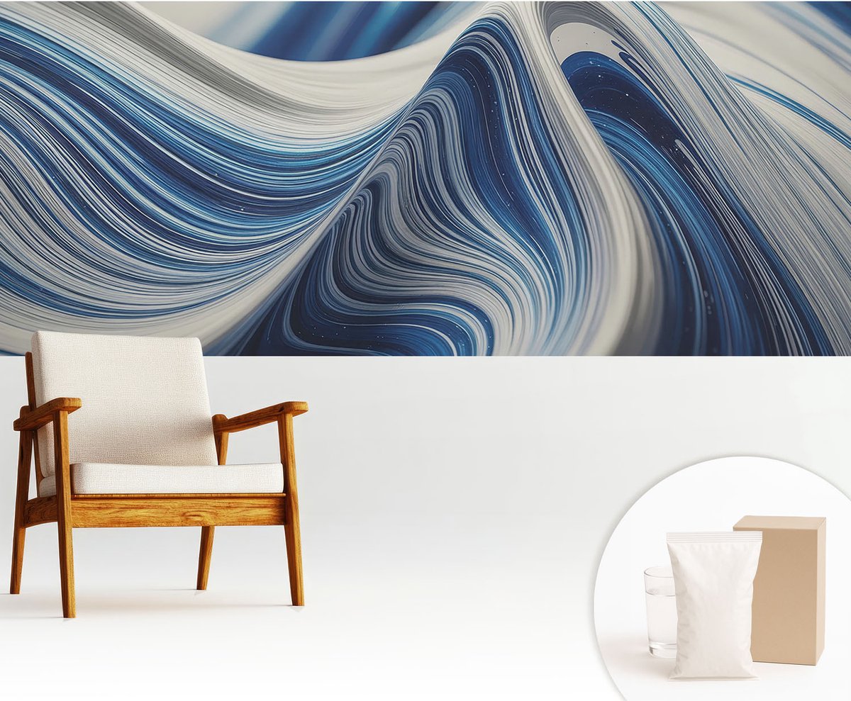 Wallfluent Fotobehang - Wit Vliesbehang - 250x104 cm - Harmonieuze Abstractie Fotobehang Vlies - Hal behang Abstractie - Muurschildering - Hal behang