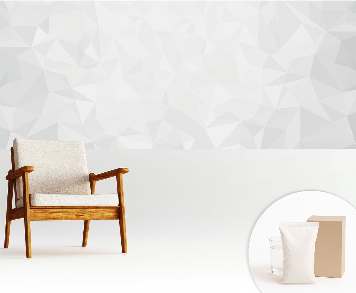 Wallfluent Fotobehang - Wit Vliesbehang - 250x104 cm - Abstract Patroon Fotobehang Vlies - Woonkamer behang Geometrie - Muurschildering - Woonkamer behang