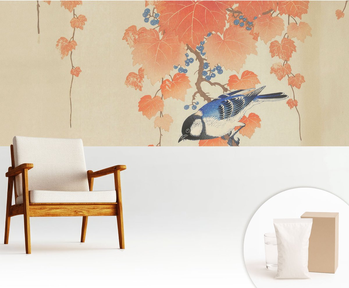 Wallfluent Fotobehang - Beige Vliesbehang - 250x104 cm - Wijnharmonie Muurschildering - Gang behang Dieren - Fotobehang Vlies - Slaapkamer behang