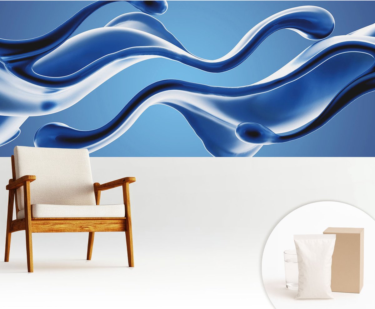 Wallfluent Fotobehang - Blauw Vliesbehang - 250x104 cm - Abstracte Lichtheid Fotobehang Vlies - Woonkamer behang Abstractie - Muurschildering - Woonkamer behang
