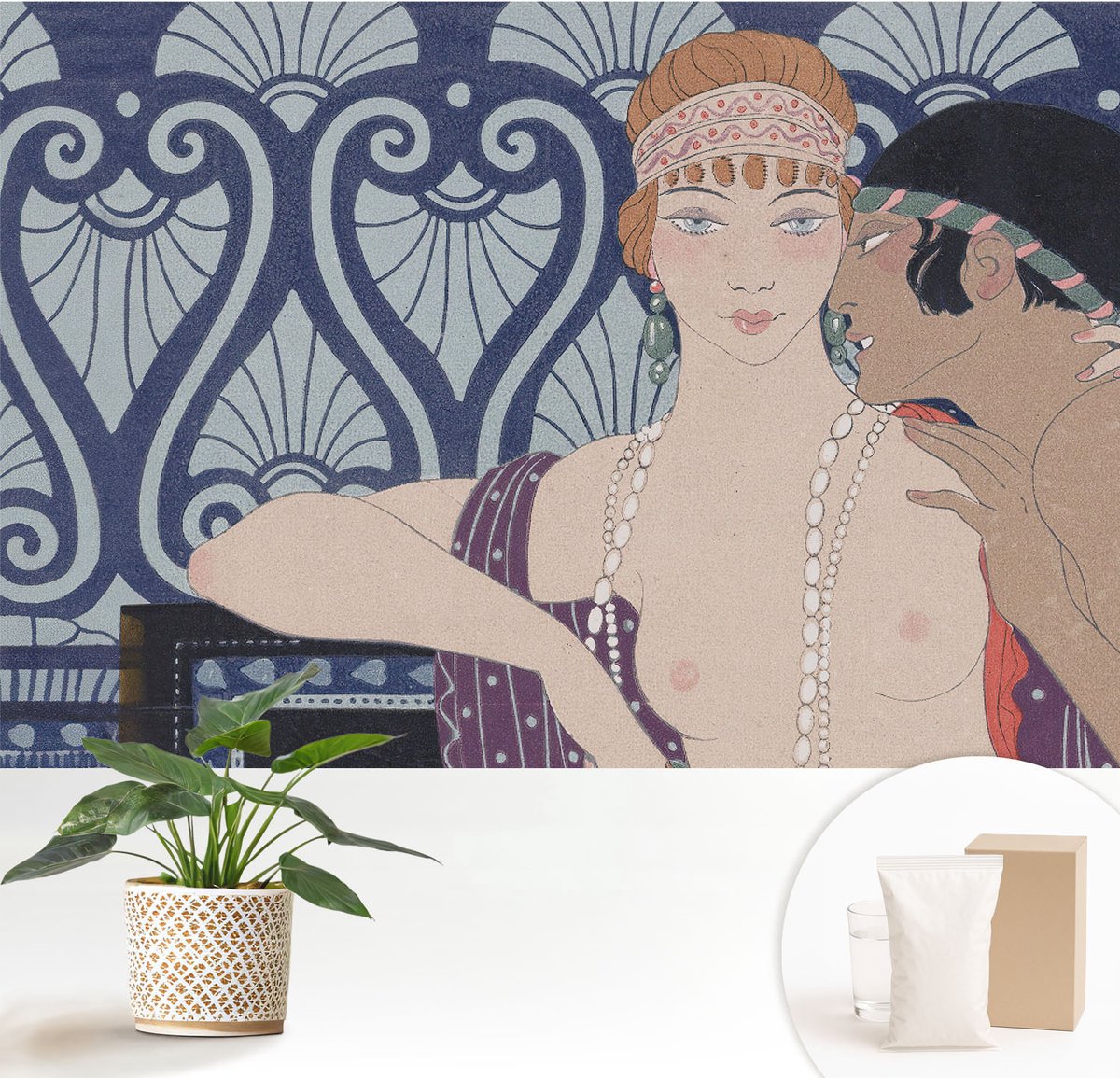 Wallfluent Fotobehang - Marine Vliesbehang - 152x104 cm - Artistiek Echtpaar Fotobehang Vlies - Hal behang Deel - Muurschildering - Woonkamer behang