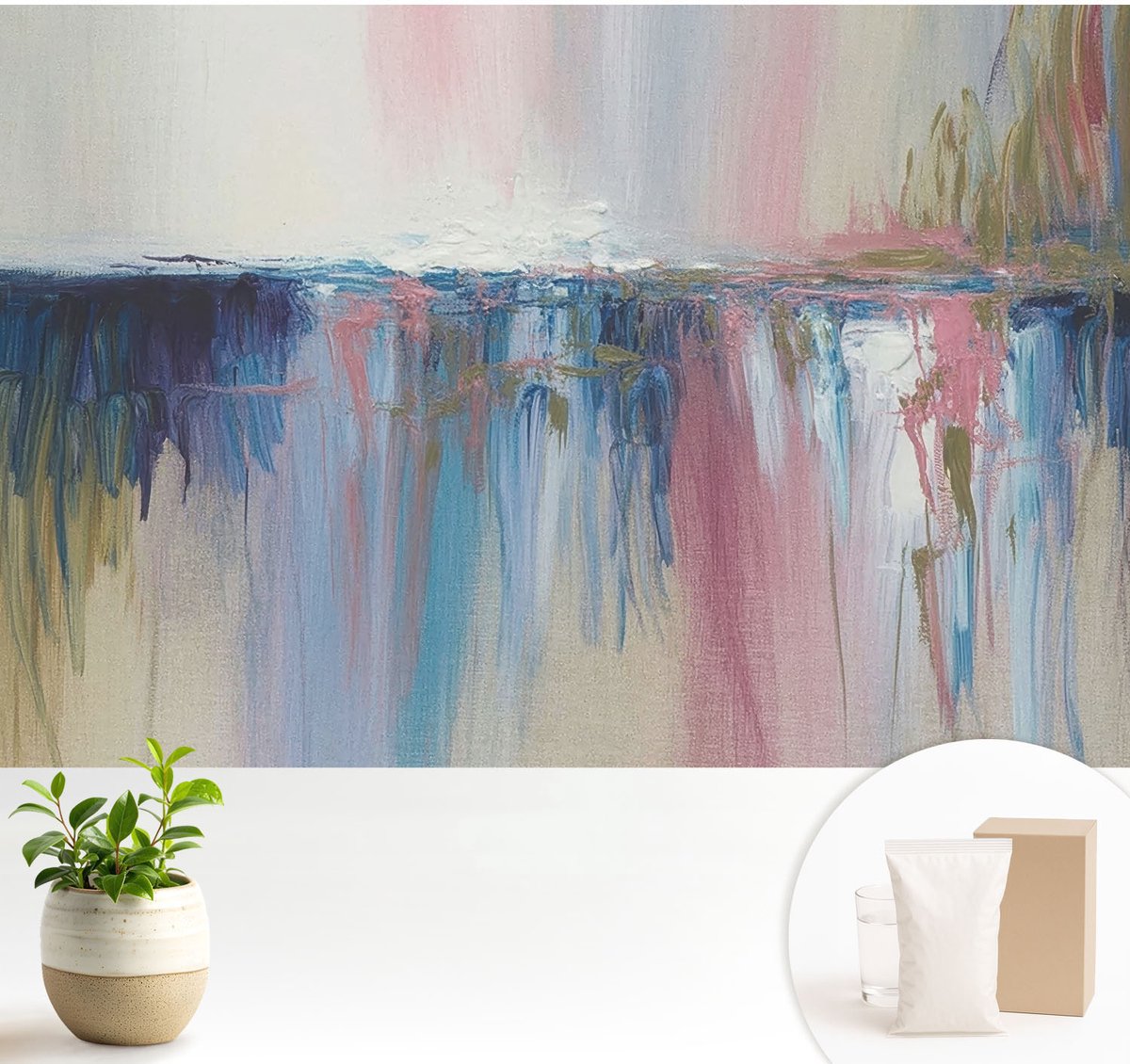 Wallfluent Fotobehang - Grijs Vliesbehang - 104x70 cm - Kleurrijke Abstractie Muurschildering - Gang behang Abstractie - Fotobehang Vlies - Slaapkamer behang