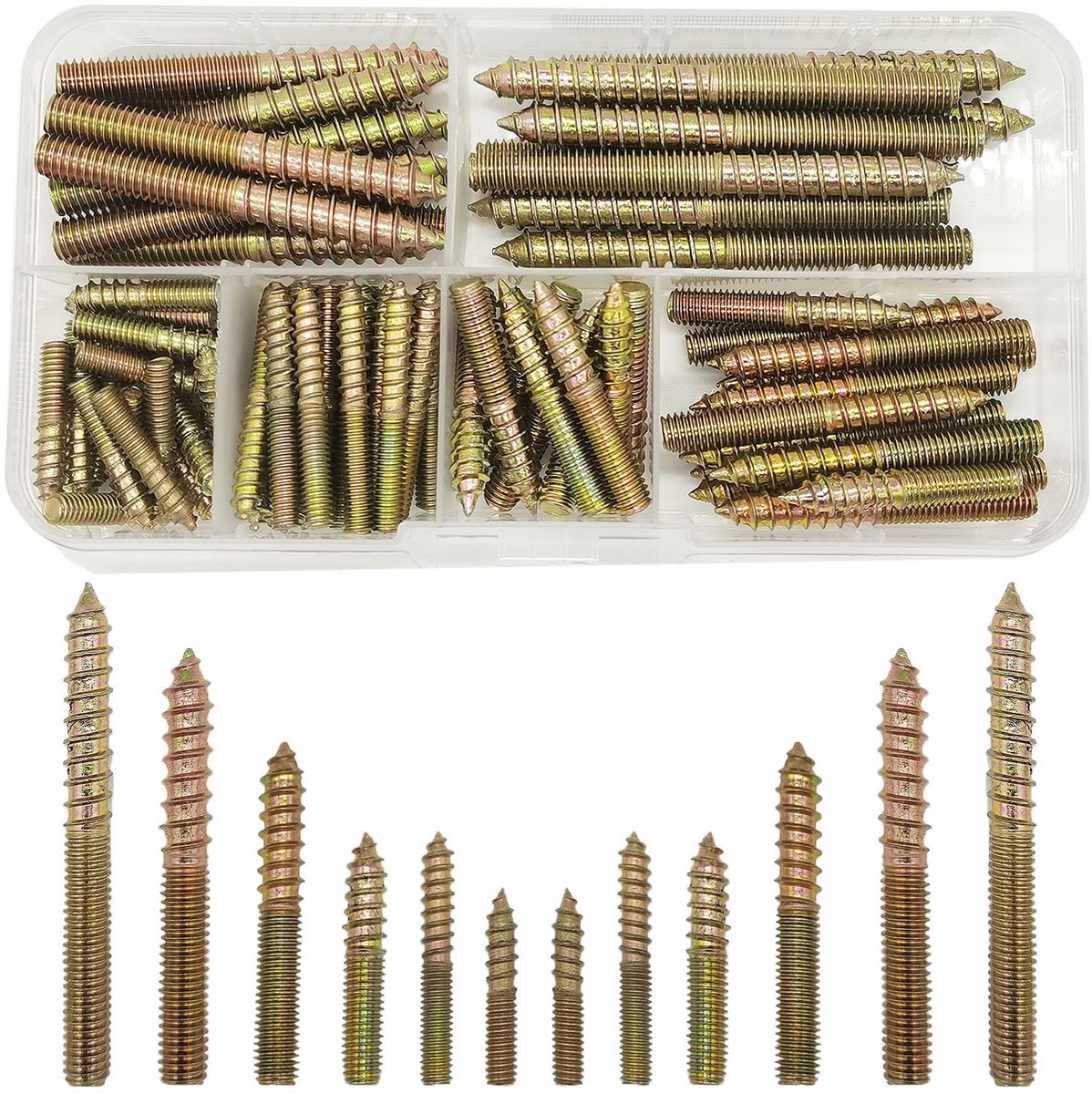 SnelShoppen - 84 Stuks M4/M5/M6 Hangende Schroeven, Dubbelzijdige Schroeven, Gegalvaniseerde Plug Schroeven, Zelftappende Dubbelzijdige Schroefset (20