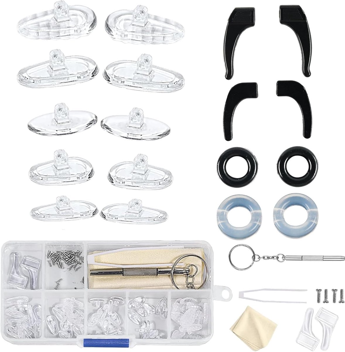 Neuspad voor bril - 35 paar silicone neuspads - Inclusief antislip covers - Oplossing voor brillenproblemen - ShopVlot