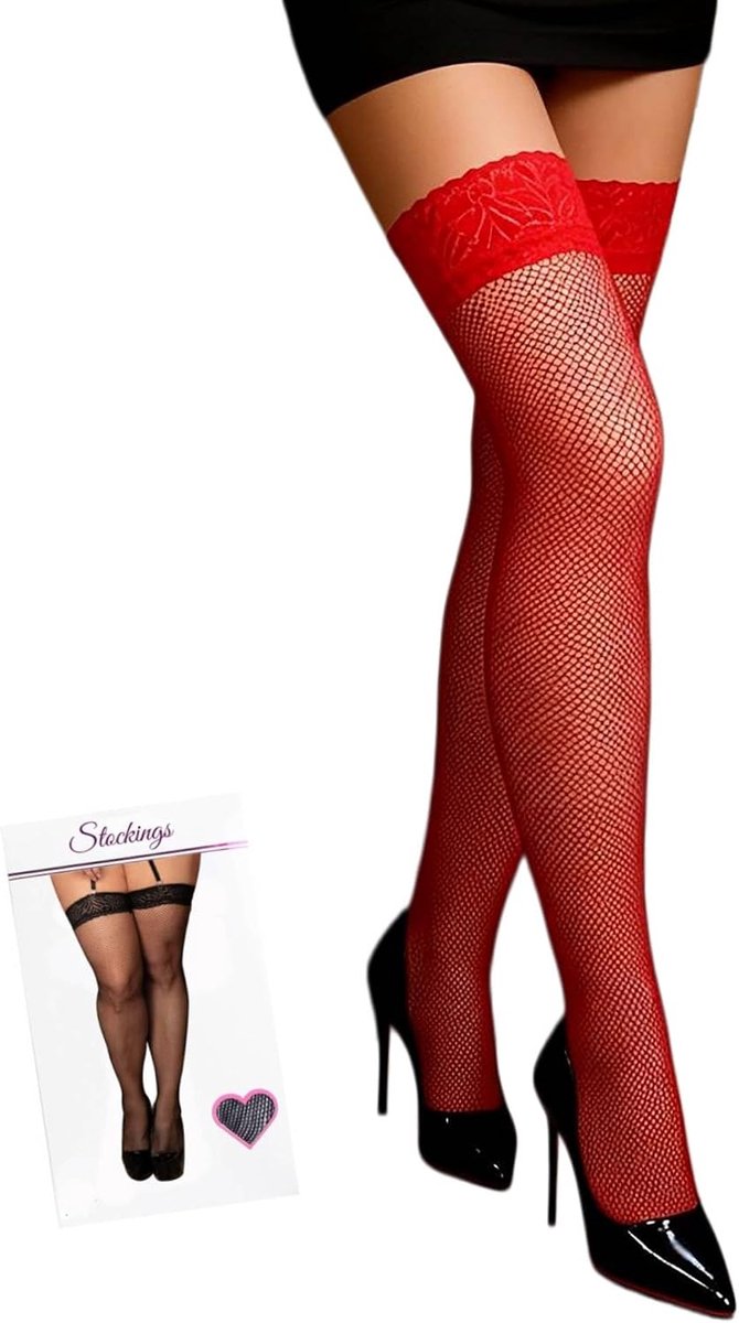 Overknee visnetkousen 3XL-5XL - transparant fijnmazig - sexy kant - perfect voor een verleidelijke look - ShopVlot