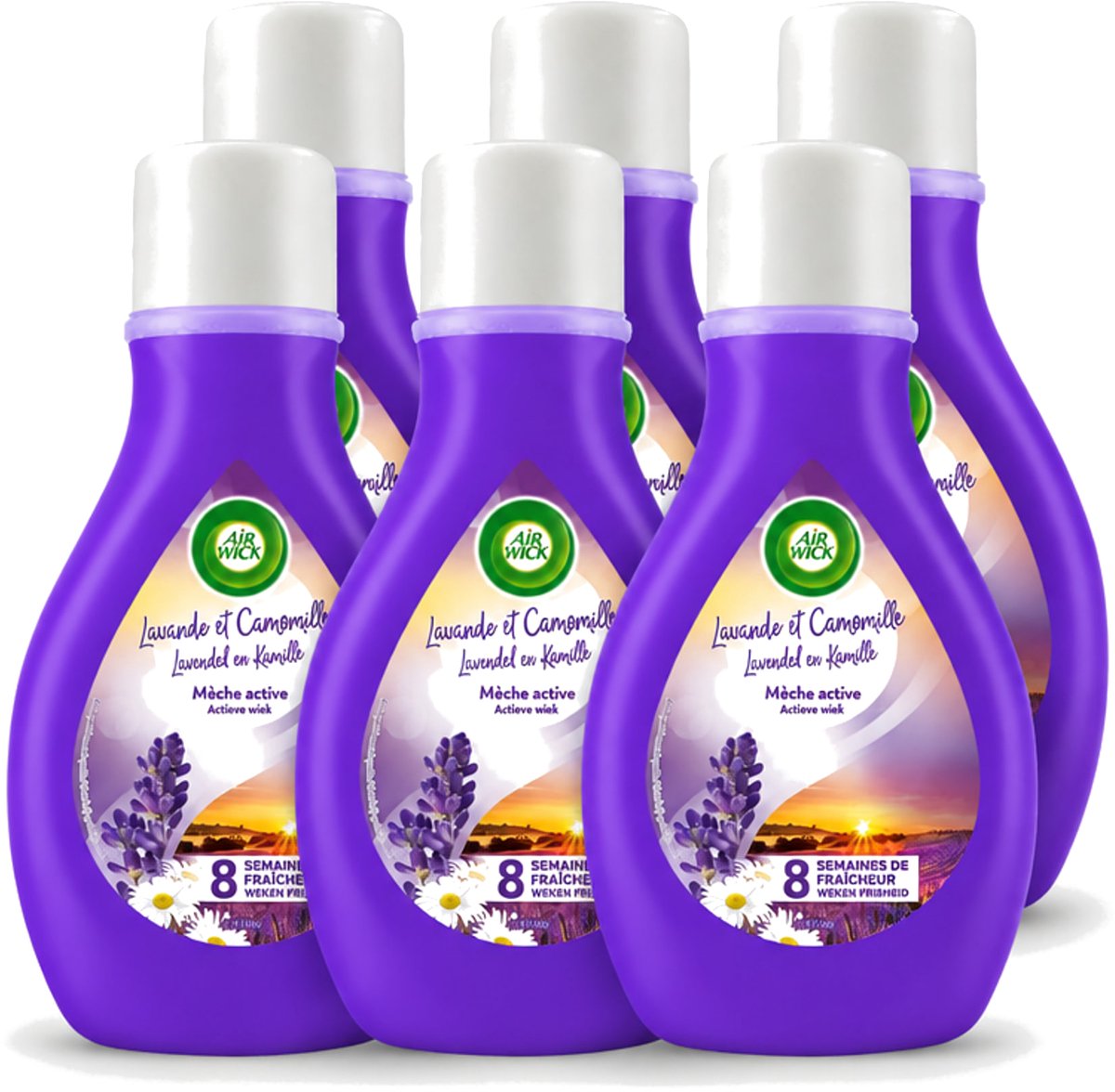 6 x Air Wick - Actieve Wiek Luchtverfrisser - Lavendel & Kamille - 375ml - Voordeelverpakking - 6 stuks