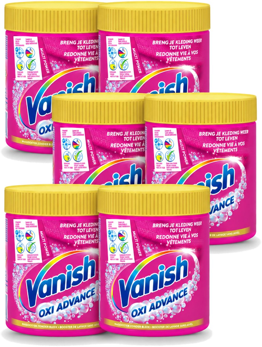 6 x Vanish Oxi Advance - Vlekkenverwijderaar Poeder - Zonder Bleek - Gekleurde Was - 470 Gram - Voordeelverpakking - 6 stuks