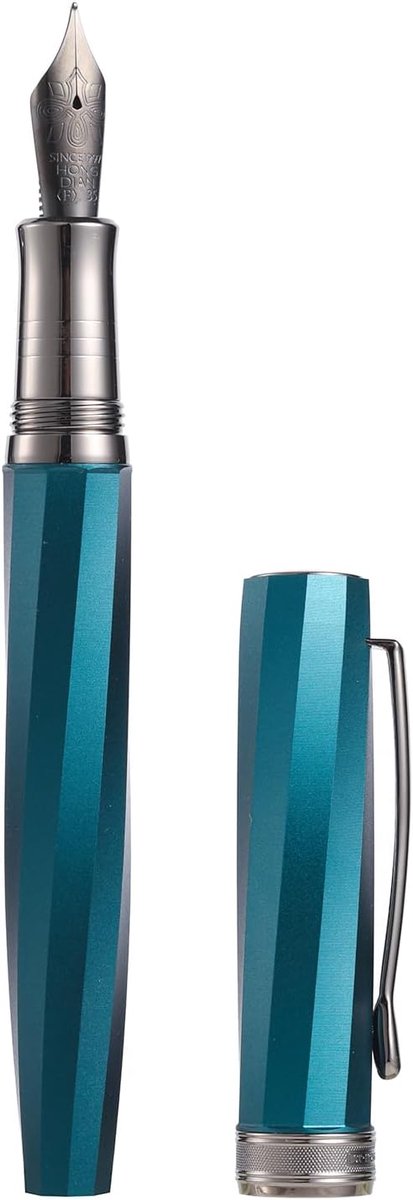 Vulpen met fijne nib - titanium coating zwart - geometrisch ontwerp - luxe schrijfervaring - ShopVlot