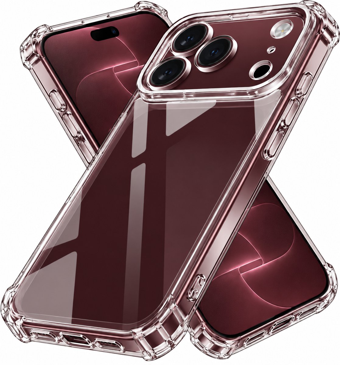 YSONIC Anti Shock Hoesje Geschikt voor Apple iPhone 18 Pro Transparant - Siliconen Shock Back Cover Case