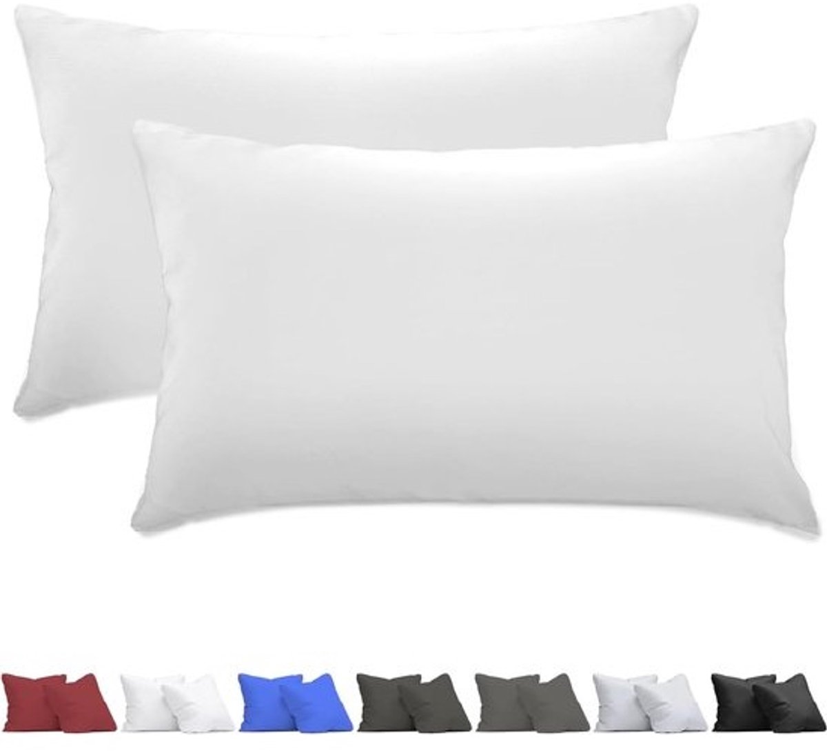 2 kussenslopen wit 50x70 cm - zacht en ademend microfiber met rits
