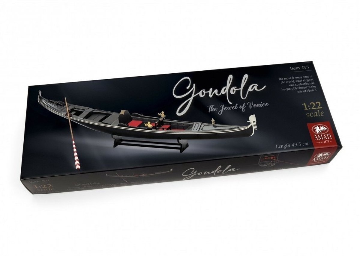Amati 0571 Venetiaanse Gondel – Houten Modelbouwpakket – Schaal 1:22
