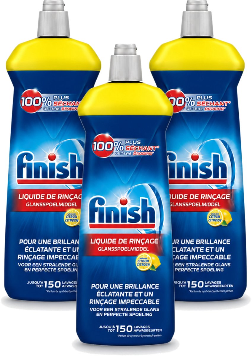 3 x Finish – Glansspoelmiddel – Citroen – 800 ml - Voordeelverpakking - 3 stuks