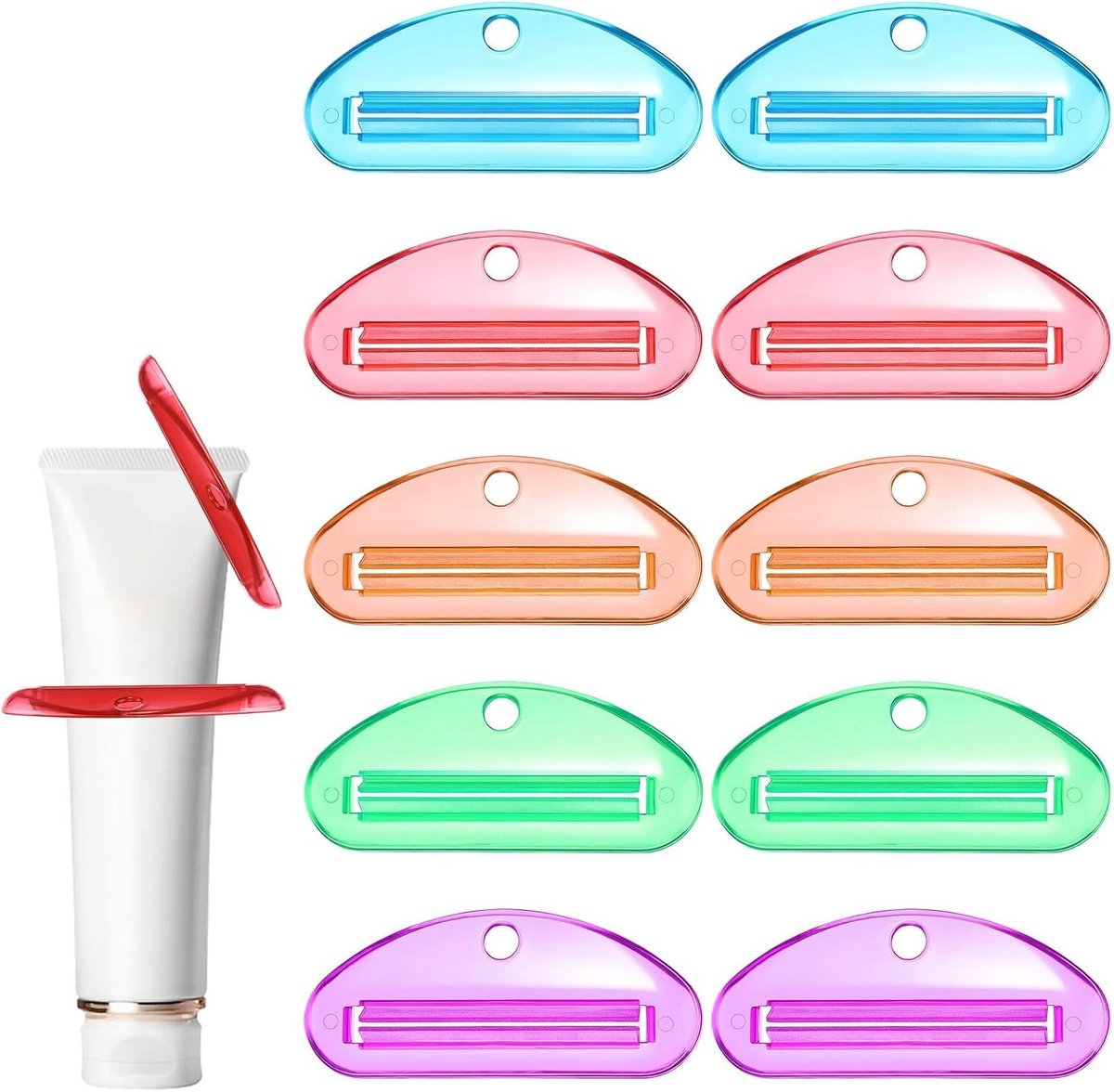 Tandpasta knijpers set van 10, handige buisknijpers voor badkamer, geschikt voor tandpasta, crèmes en cosmetica, ideaal voor kinderen en volwassenen