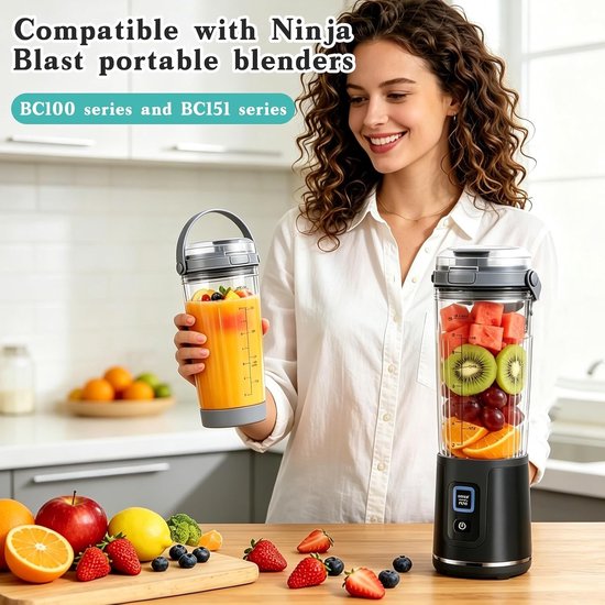 Mixbeker 530 ml met Vervangdeksel en Handvat, Geschikt voor Ninja BC151NV, BC151CR en BC100 Series, Ideaal voor Smoothies en Dranken — afbeelding 5