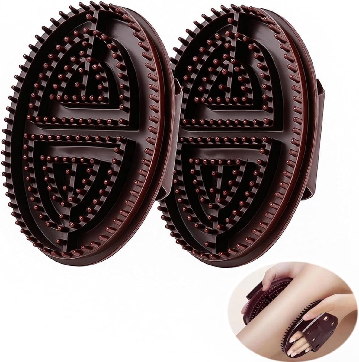Lymfedrainage lichaamsborstels set van 2 - siliconen - diepe weefselmassage - herstel na training - ShopVlot
