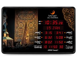 Yarvu ® AC 6320 XL - Azan Kalender Klok - Thema Kaaba + Islamitische Gebedsklok - Met Bluetooth - Moslim Gebed Klok - Adan - Groot 48*32 CM - Adhan Alarm