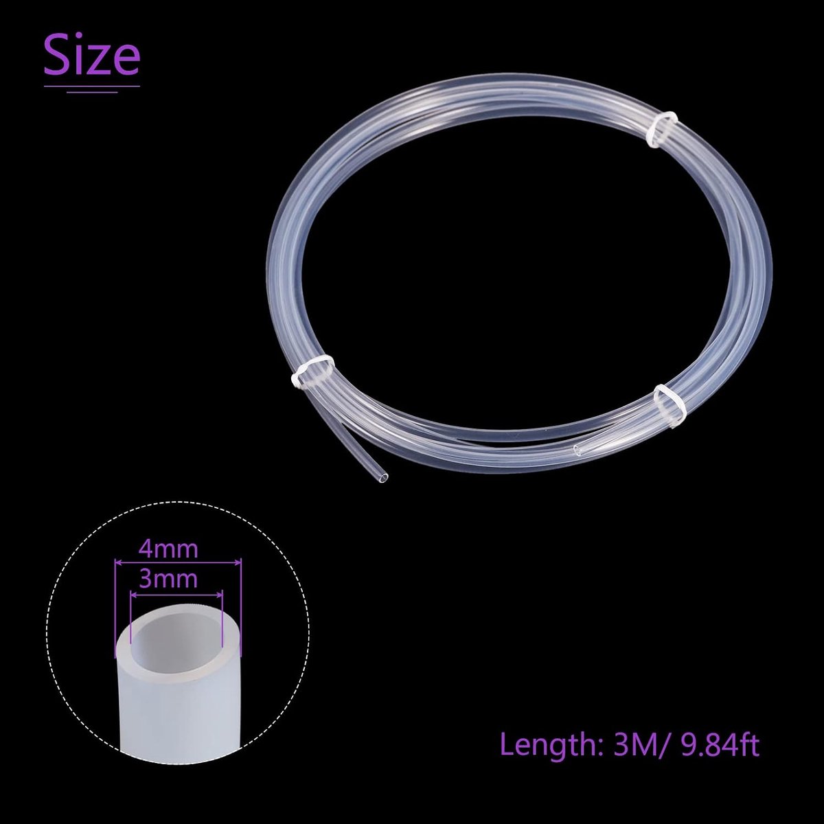 DMiotech 1 Pack PTFE Tube Hose Tube Insulating Tube, 3mm ID x 4mm OD x 10 Feet for Direct Drive Extruder 3D Printer - ShopVlot