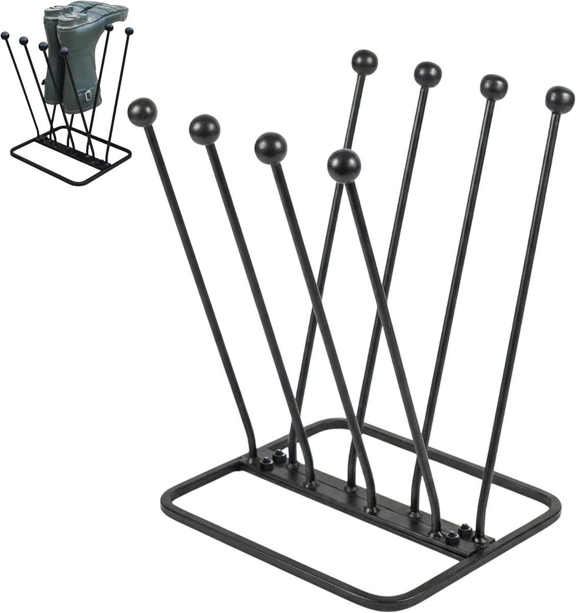 Laarzenrek - Zwart - 4 Paar - Robuust Smeedijzeren Schoen Organizer voor Binnen en Buiten
