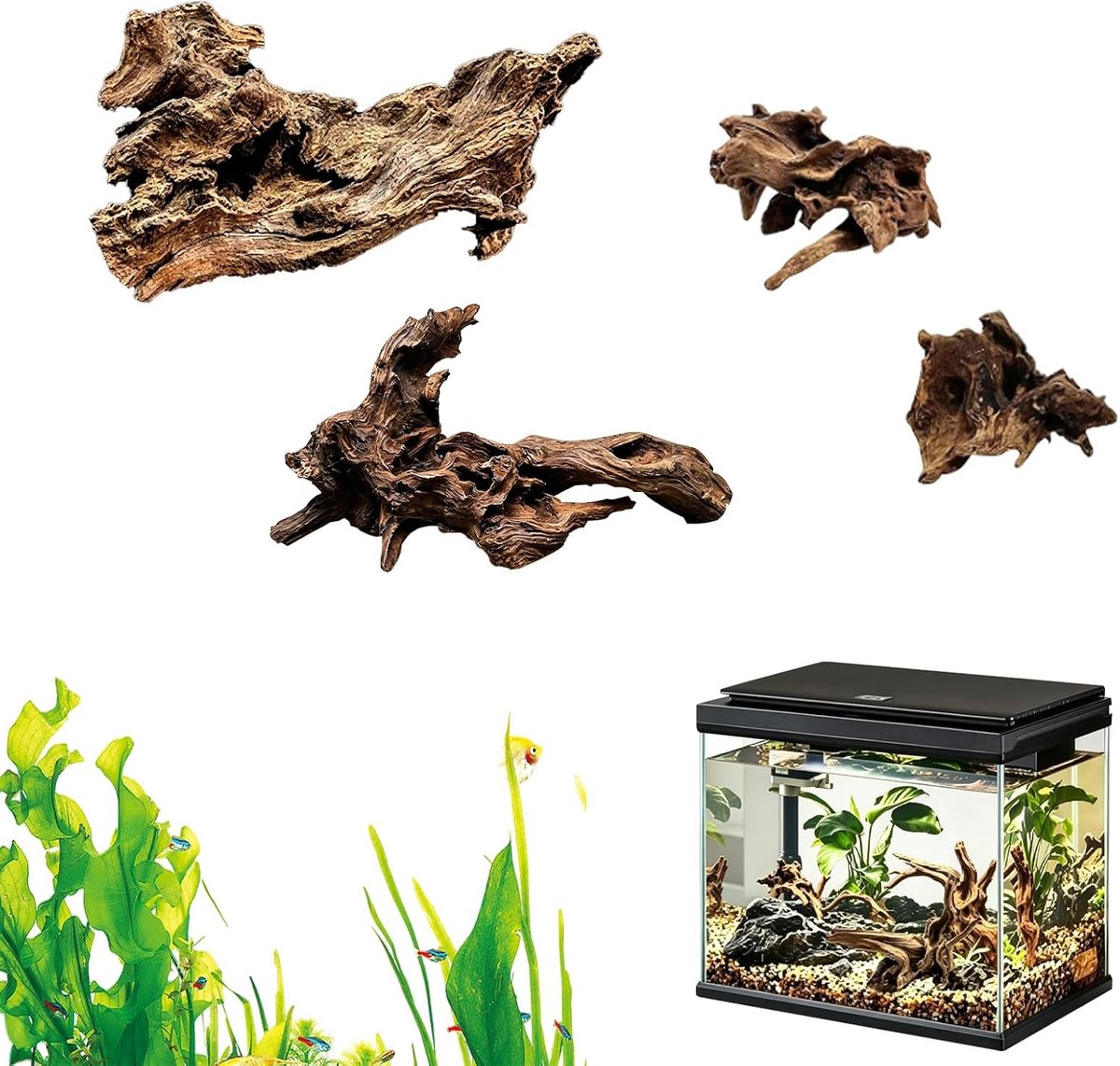 Hout Aquarium Decoratie, Willekeurige Vormen 8-20 cm