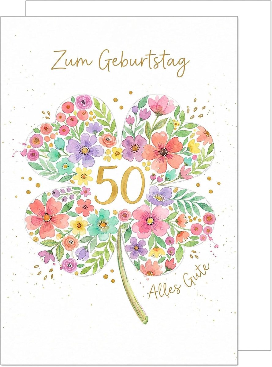 Seidel Premium XXL verjaardagskaart 50e verjaardag met envelop. Wenskaart formaat DIN A4 spreuk Duits voor vrouw bloemen (A4-G1053)