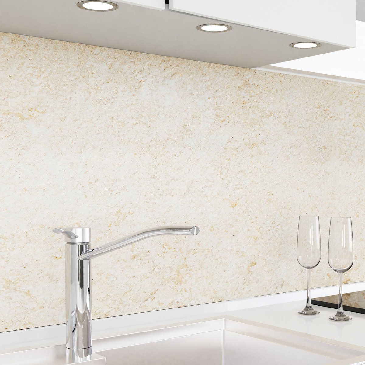Keuken achterwand zelfklevend - Spatscherm keuken - Spatwand fornuis - Muurbeschermer - Verstevigde PET folie - 0,4 mm - Mat - Zandsteen - 500 cm x 80 cm