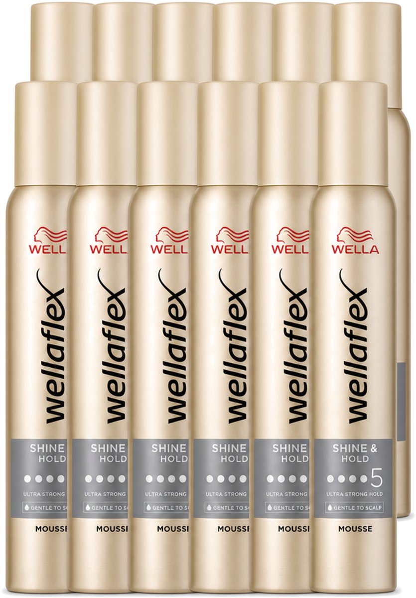 12 x Wella – Flex Shine & Hold – Haarmousse – 200 ml - Voordeelverpakking - 12 stuks